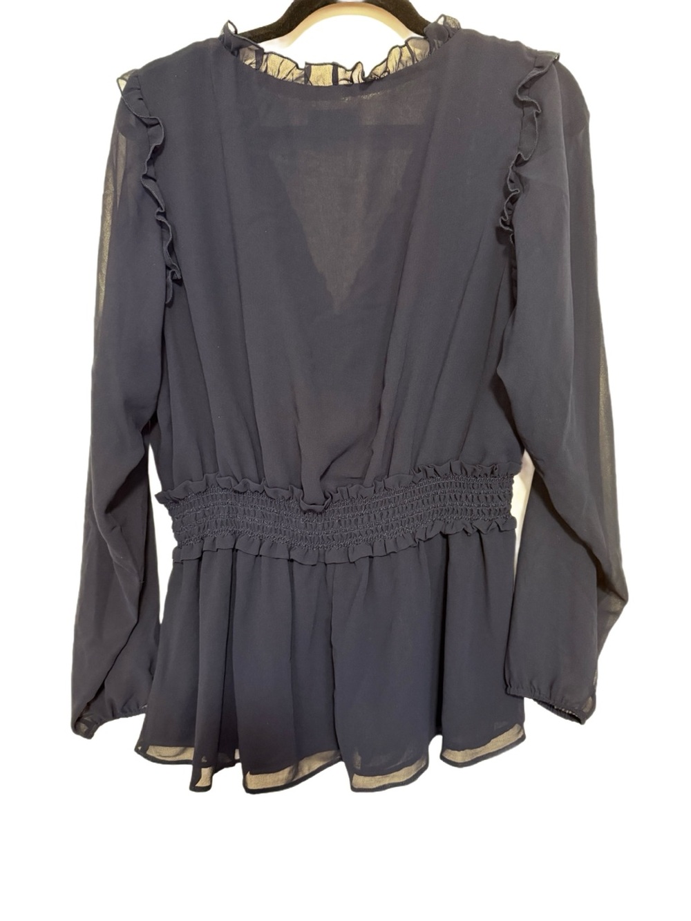 NWOT City Chic Ruffled Peplum Top, Size XS/14, Navy Blue - Picture 4 of 5